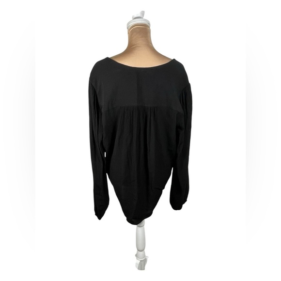 Free People Faux Wrap High Low Long Sleeve Blouse Top,‎ Black, Size M - Picture 4 of 10